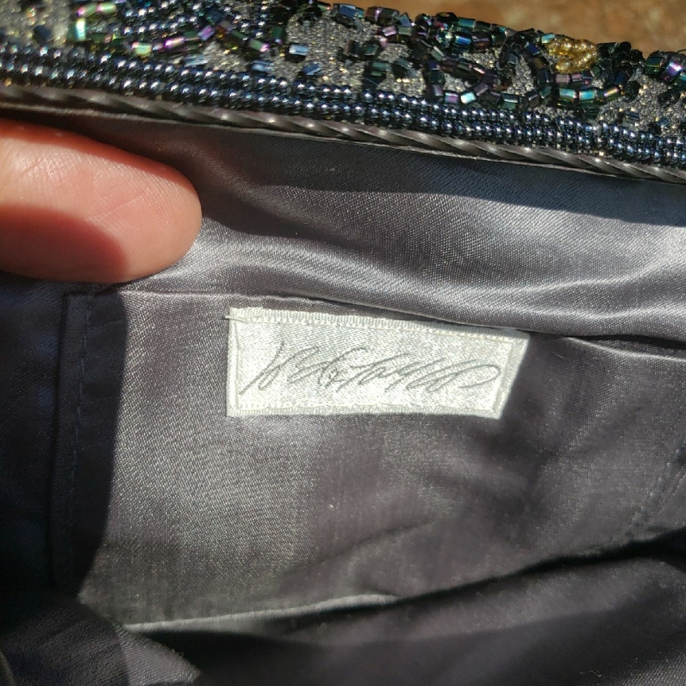 VINTAGE Lord And Taylor Black Beaded Handbag - Picture 5 of 12